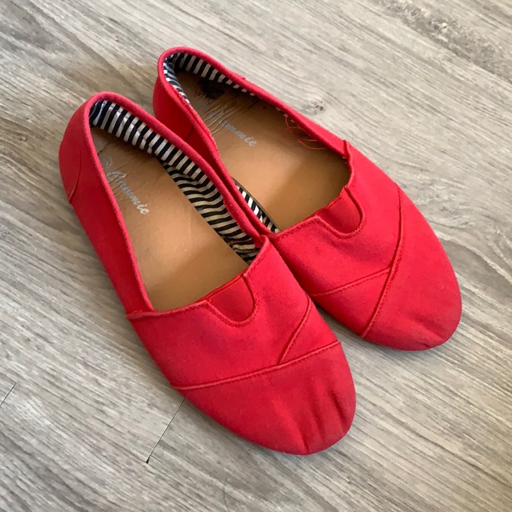 Red canvas shoes